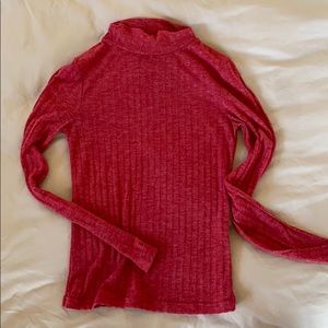 Topshop Ribbed Red Turtleneck